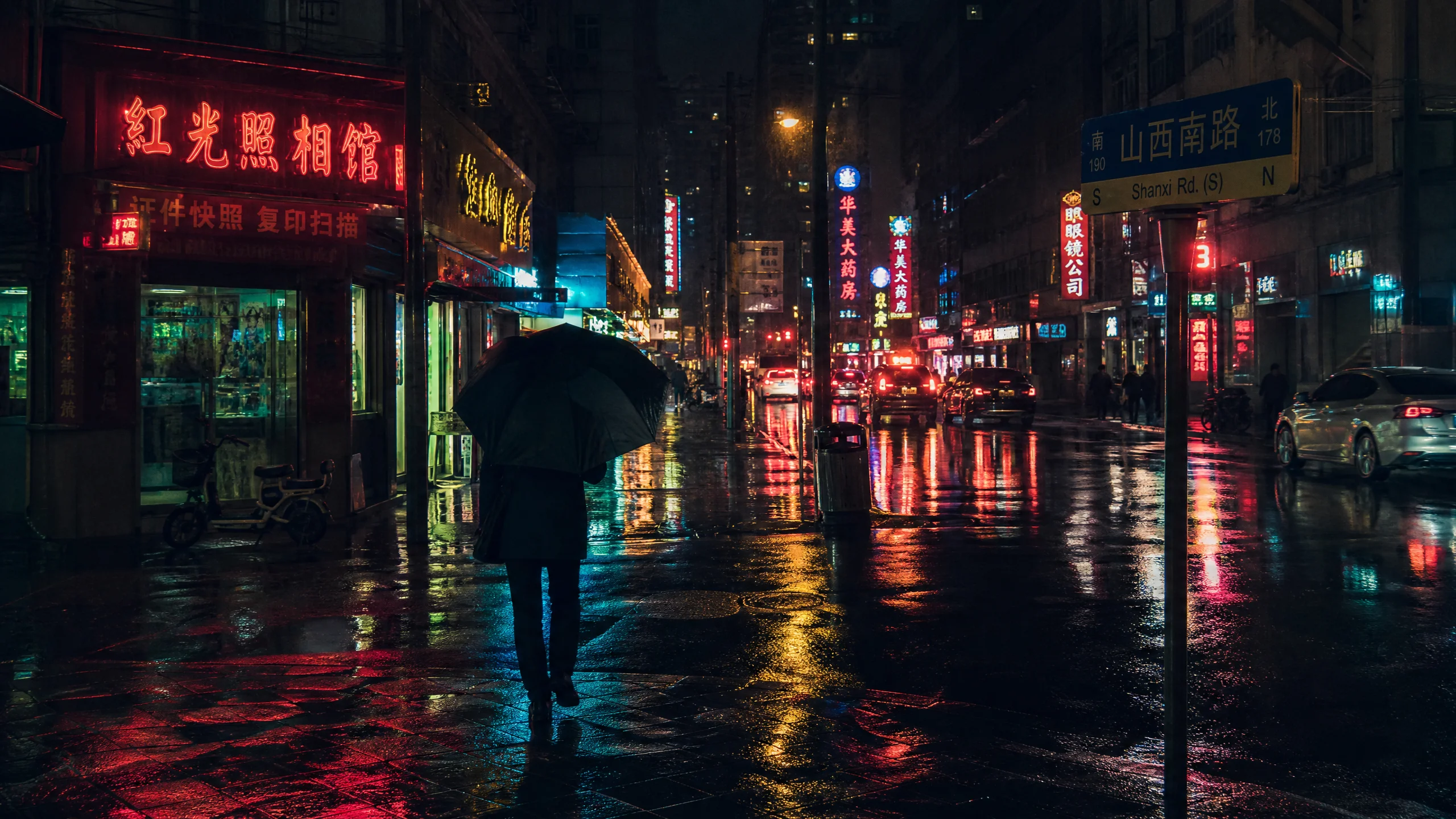 糖心街头摄影作品-雨夜霓虹